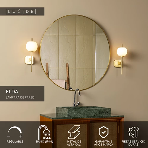 Lucide ELDA - Lámpara de pared Baño - 1xG9 - IP44 - Oro mate / Latón - USP